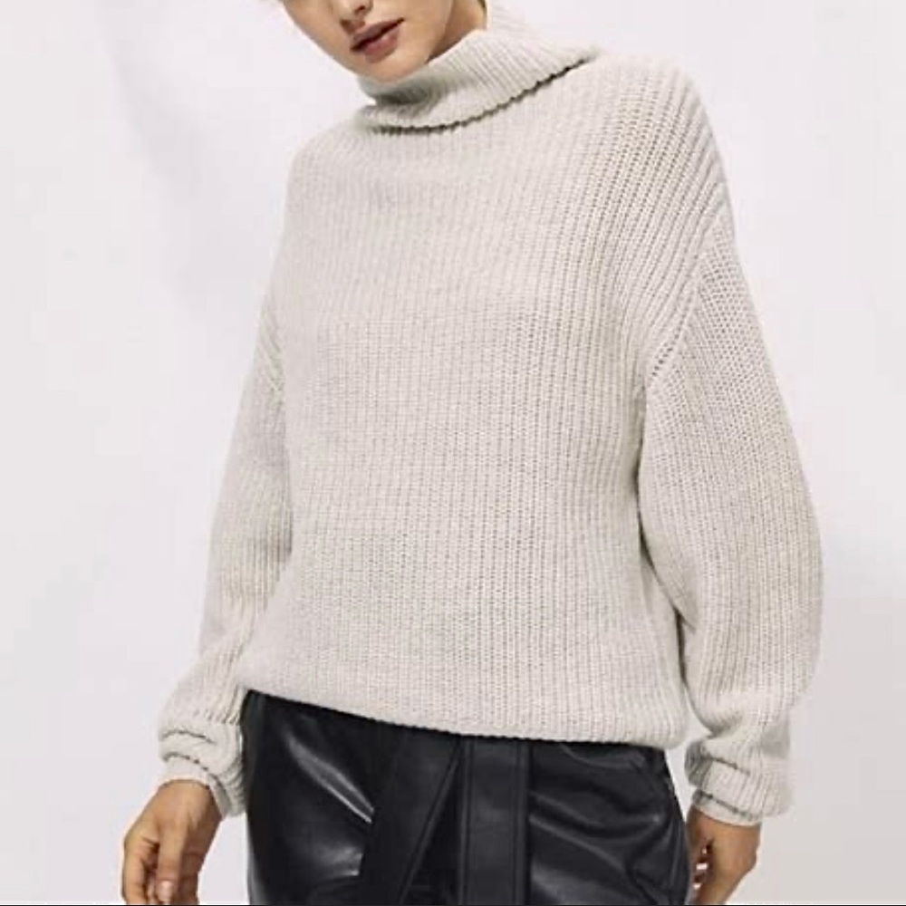 Wilfred Montpellier 100% Merino Wool Turtleneck Heather Gray Silver S sz